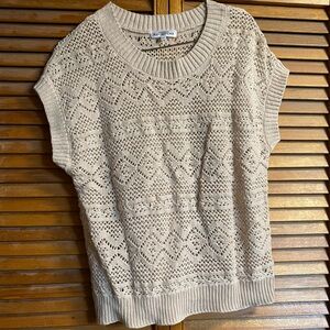 Northern Reflections Beige Open-Knit Short Sleeve Sweater